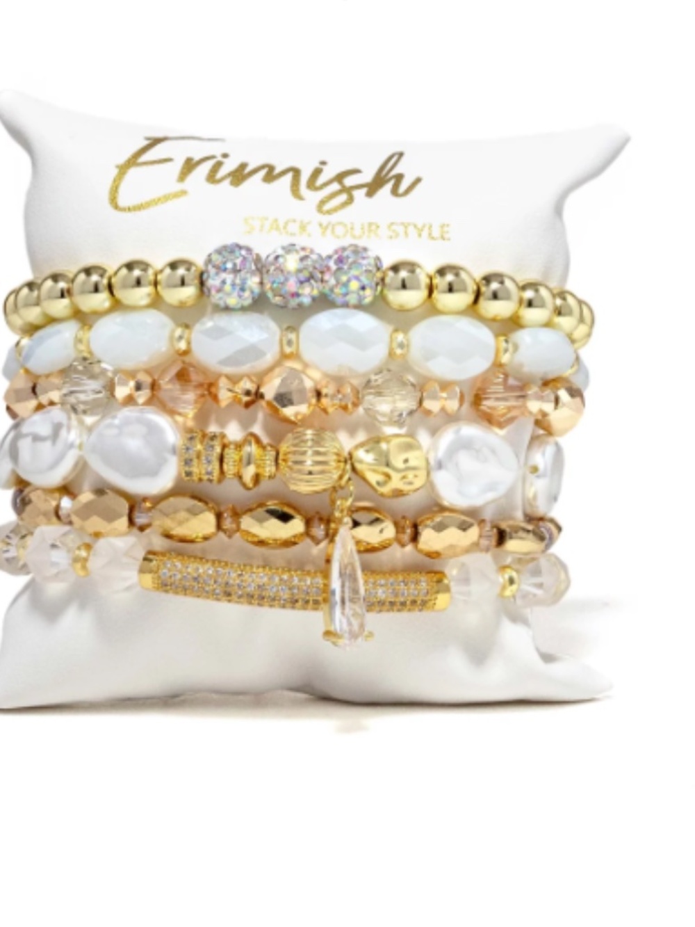 Erimish Soft Peach Neutral Bracelet Stack 8 Piece